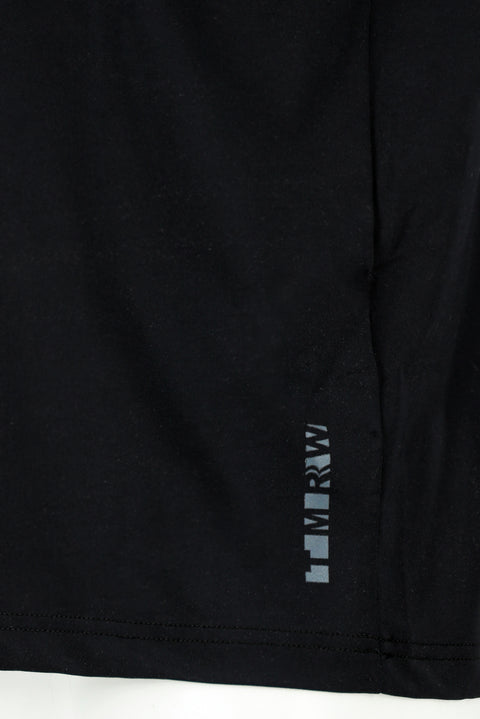 Siyah Techno-Line Bisiklet Yaka Slim Fit Dar Kesim Baskılı Likralı Süprem Tişört