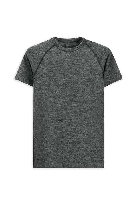 Medium Grey Melange Crew Neck Slim Fit Sports T-Shirt
