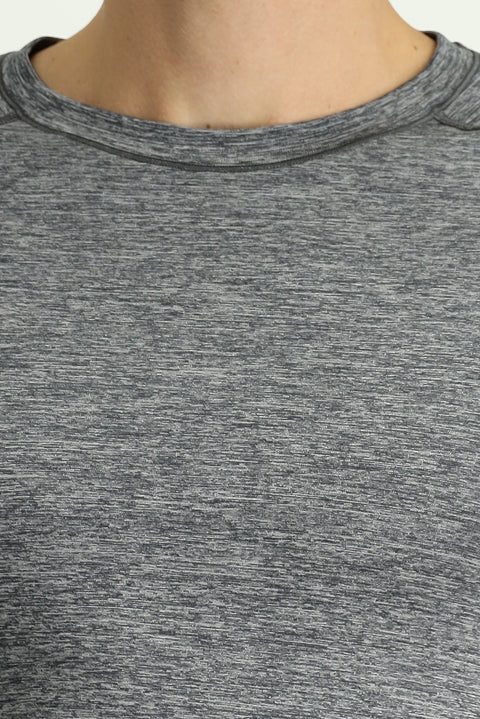 Medium Grey Melange Crew Neck Slim Fit Sports T-Shirt
