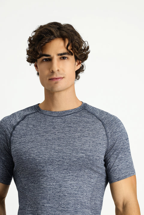 Medium Navy Crew Neck Slim Fit Sports T-Shirt