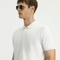Ekru Regular Fit Polo Yaka Örme Tişört