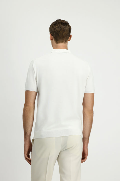 Ekru Regular Fit Polo Yaka Örme Tişört