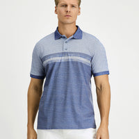 Blue Regular Fit Patterned Lycra Polo Shirt