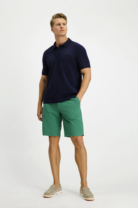 Dark Navy Regular Fit Cotton Polo Shirt with Pockets