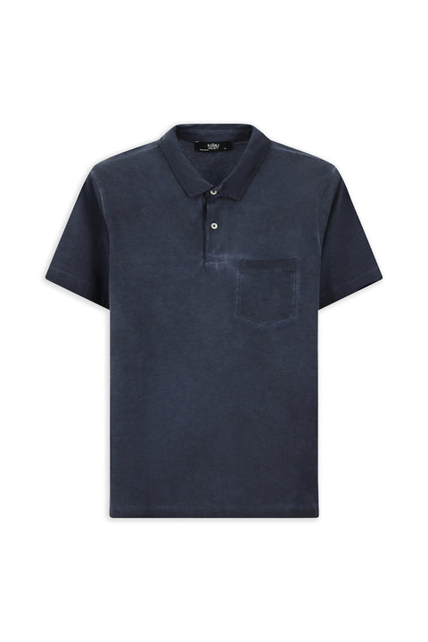 Dark Navy Regular Fit Cotton Polo Shirt with Pockets