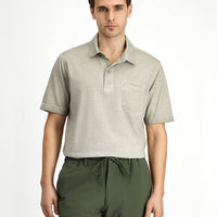 Moss Green Regular Fit Cotton Pocket Polo Shirt