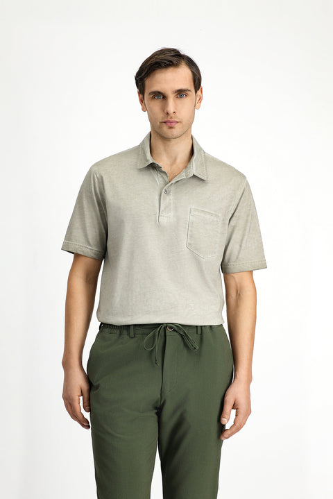 Moss Green Regular Fit Cotton Pocket Polo Shirt