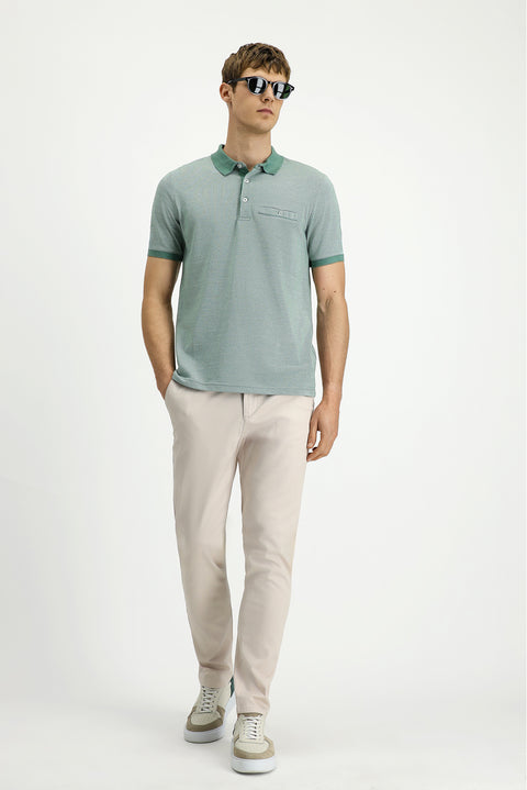 Dark Green Regular Fit Patterned Cotton Polo Shirt with Pockets