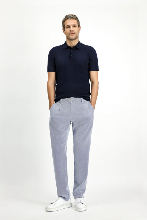 Mid Navy Regular Fit Cotton Knitted Polo Shirt