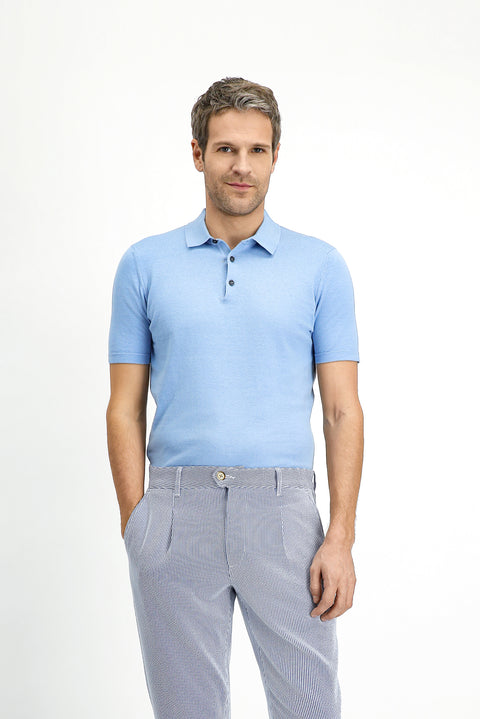 Mavi Regular Fit Pamuklu Polo Yaka Örme Tişört
