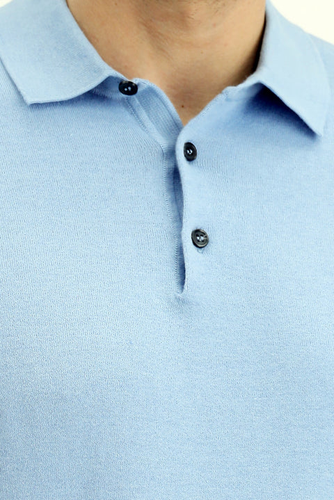 Mavi Regular Fit Pamuklu Polo Yaka Örme Tişört