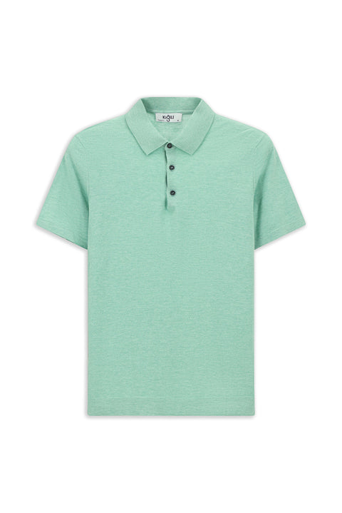Koyu Yeşil Regular Fit Pamuklu Polo Yaka Örme Tişört