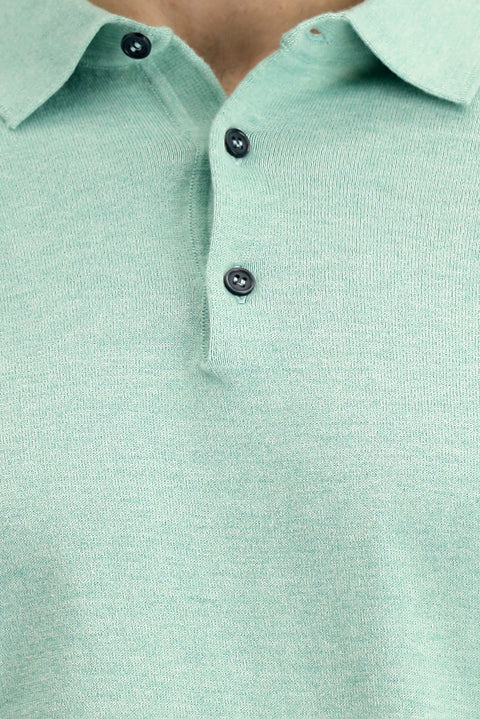 Koyu Yeşil Regular Fit Pamuklu Polo Yaka Örme Tişört