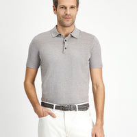 Mid Mink Regular Fit Cotton Polo Neck Knitted T-Shirt