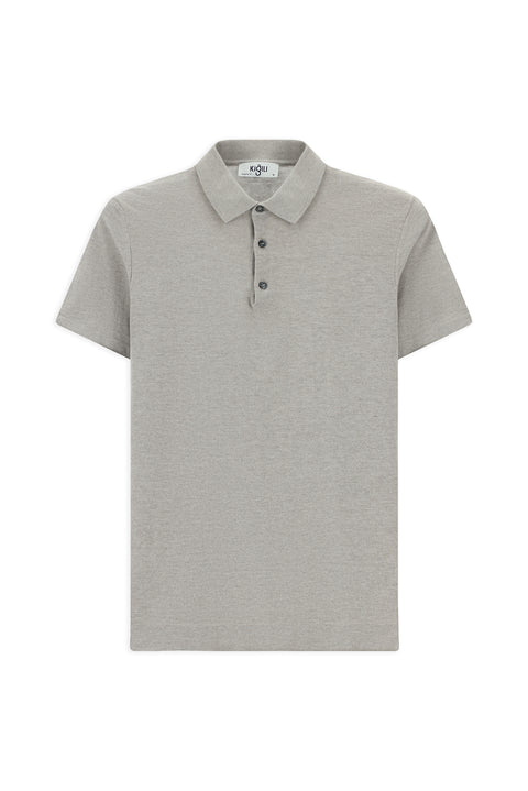 Mid Mink Regular Fit Cotton Polo Neck Knitted T-Shirt