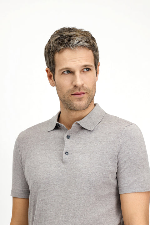 Mid Mink Regular Fit Cotton Polo Neck Knitted T-Shirt