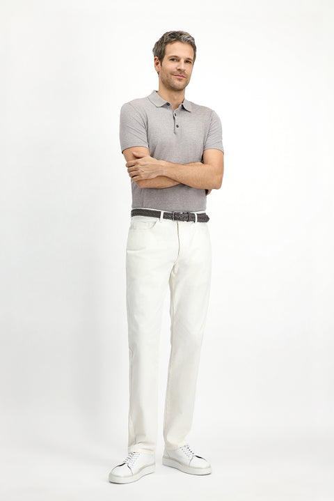 Mid Mink Regular Fit Cotton Polo Neck Knitted T-Shirt