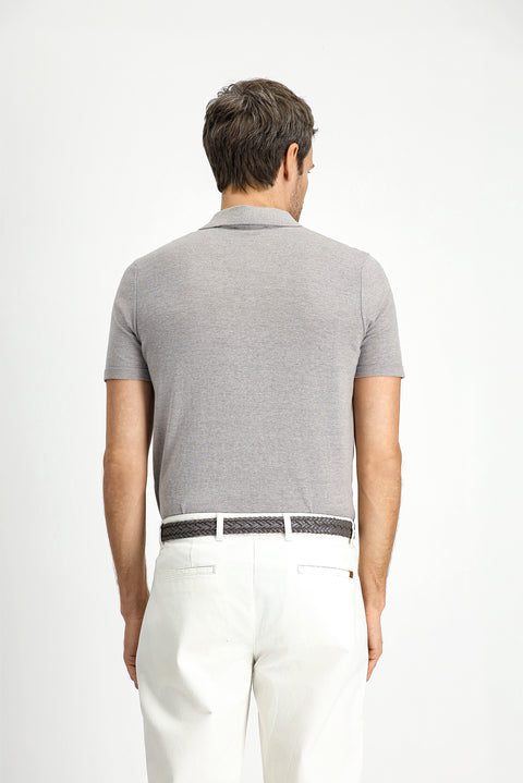 Mid Mink Regular Fit Cotton Polo Neck Knitted T-Shirt