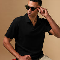 Black Regular Fit Cotton Polo Shirt