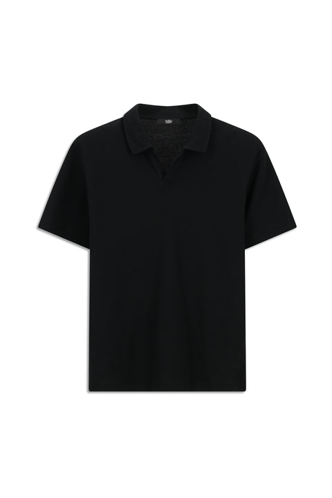 Black Regular Fit Cotton Polo Shirt