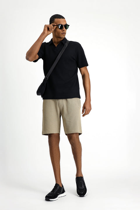 Black Regular Fit Cotton Polo Shirt