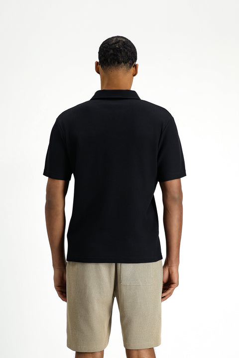 Black Regular Fit Cotton Polo Shirt