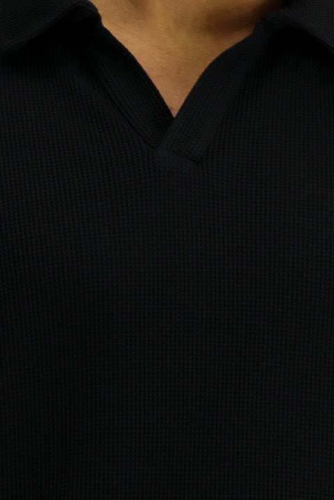Black Regular Fit Cotton Polo Shirt