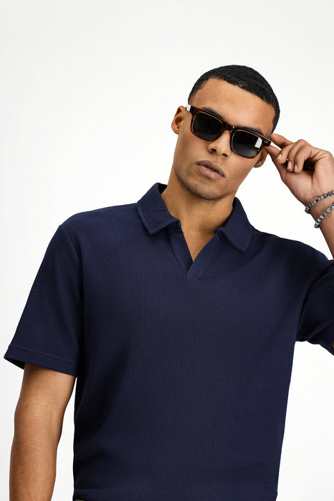 Dark Navy Regular Fit Cotton Polo Shirt