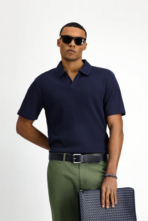 Dark Navy Regular Fit Cotton Polo Shirt