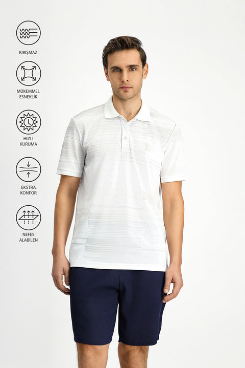 Off-White Regular Fit Printed Polo Shirt