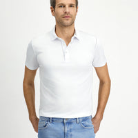Beyaz Slim Fit Dar Kesim Pamuklu Polo Yaka Tişört