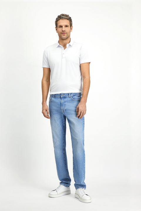 Beyaz Slim Fit Dar Kesim Pamuklu Polo Yaka Tişört