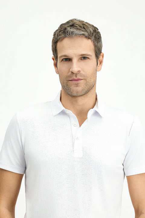 Beyaz Slim Fit Dar Kesim Pamuklu Polo Yaka Tişört