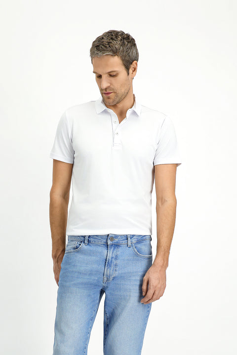 Beyaz Slim Fit Dar Kesim Pamuklu Polo Yaka Tişört
