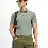 Koyu Haki Slim Fit Dar Kesim Pamuklu Polo Yaka Tişört