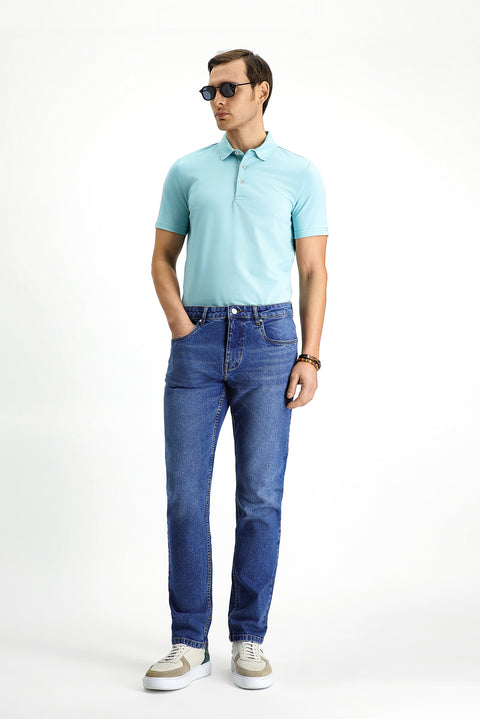Mint Green Slim Fit Cotton Polo Shirt