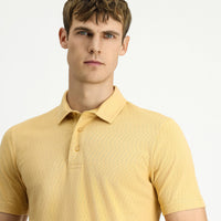 Medium Beige Slim Fit Narrow Cut Cotton Patterned Polo Shirt