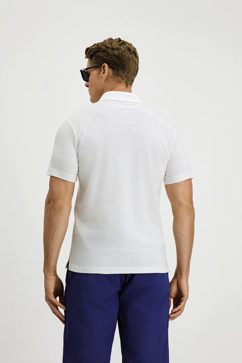 Off-White Slim Fit Cotton Patterned Polo Shirt