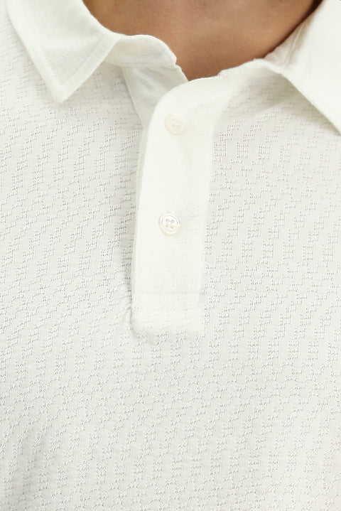 Off-White Slim Fit Cotton Patterned Polo Shirt