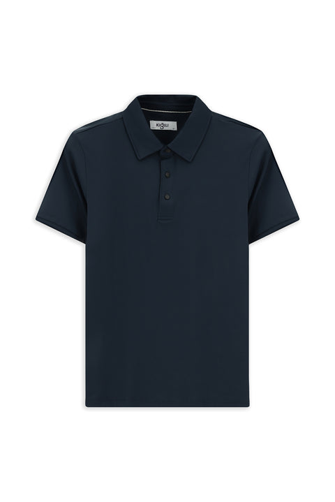 Dark Navy Slim Fit Narrow Cut Lycra Polo Shirt