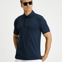 Dark Navy Slim Fit Narrow Cut Lycra Polo Shirt