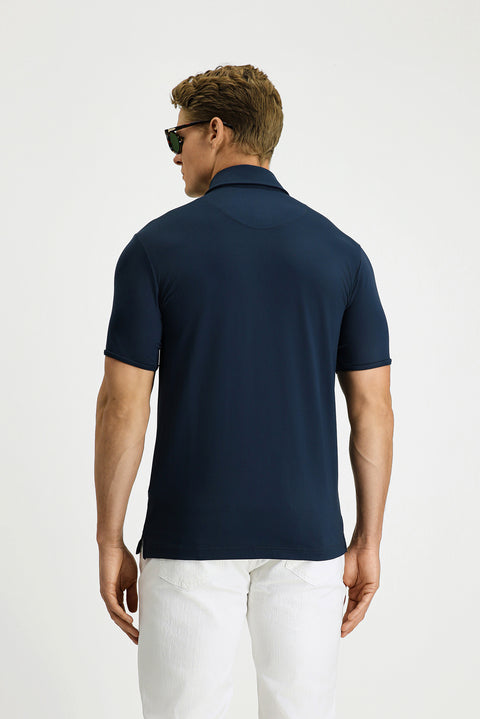 Dark Navy Slim Fit Narrow Cut Lycra Polo Shirt