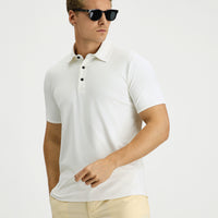 Off-White Slim Fit Narrow Cut Lycra Polo Shirt