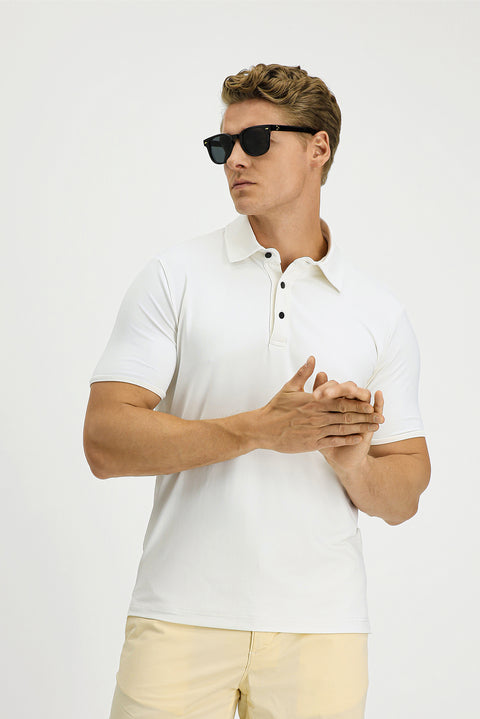Off-White Slim Fit Narrow Cut Lycra Polo Shirt