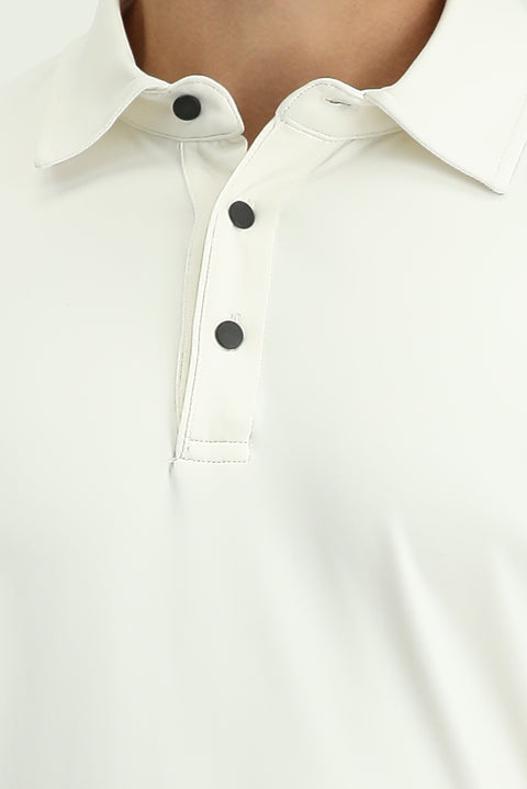 Off-White Slim Fit Narrow Cut Lycra Polo Shirt