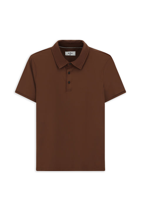 Tan Slim Fit Narrow Cut Lycra Polo Shirt