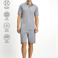 Light Grey Slim Fit Printed Polo Shirt