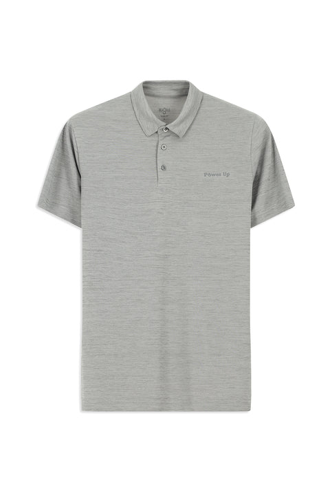 Light Grey Slim Fit Printed Polo Shirt