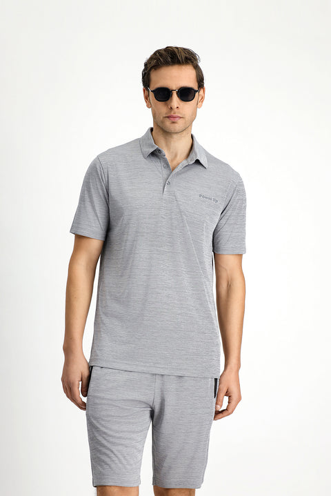 Light Grey Slim Fit Printed Polo Shirt