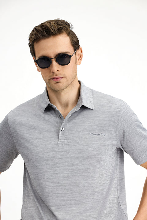 Light Grey Slim Fit Printed Polo Shirt